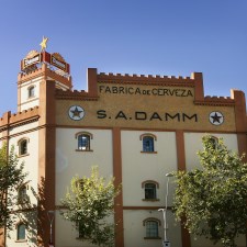 façade of old Fàbrica Damm de Barcelona