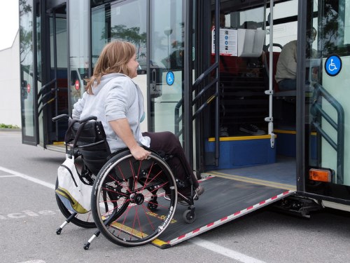 Accessible bus with a ramp