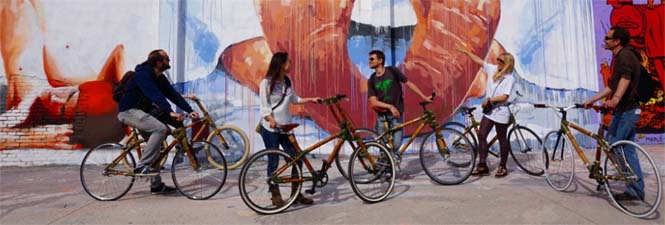 people in Barcelona's Street Art Bike Tour